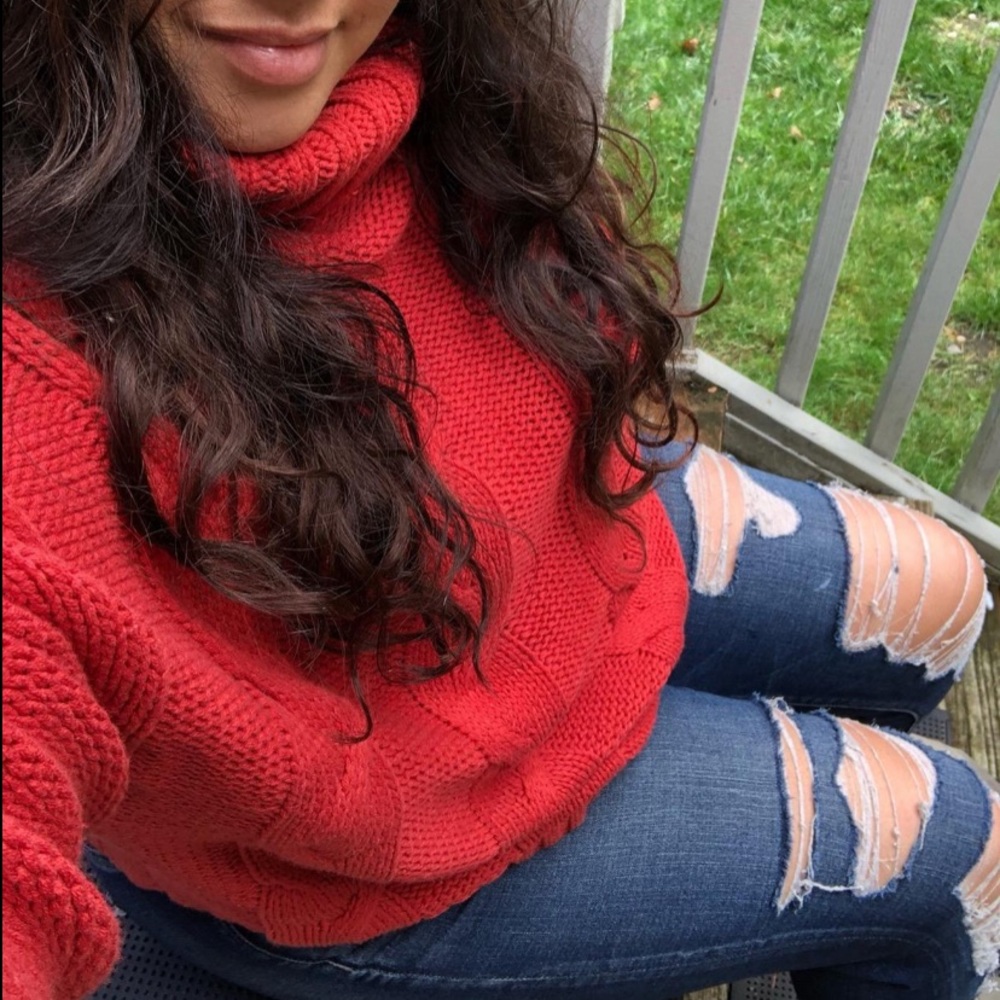 Cable Knit Turtleneck Long Sleeve Oversize Sweater - Picture 6 of 7